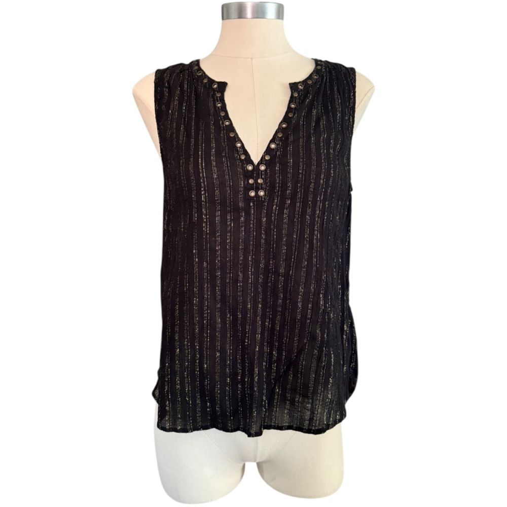 ROCK & REUBLIC womens gold and black striped sleevless top